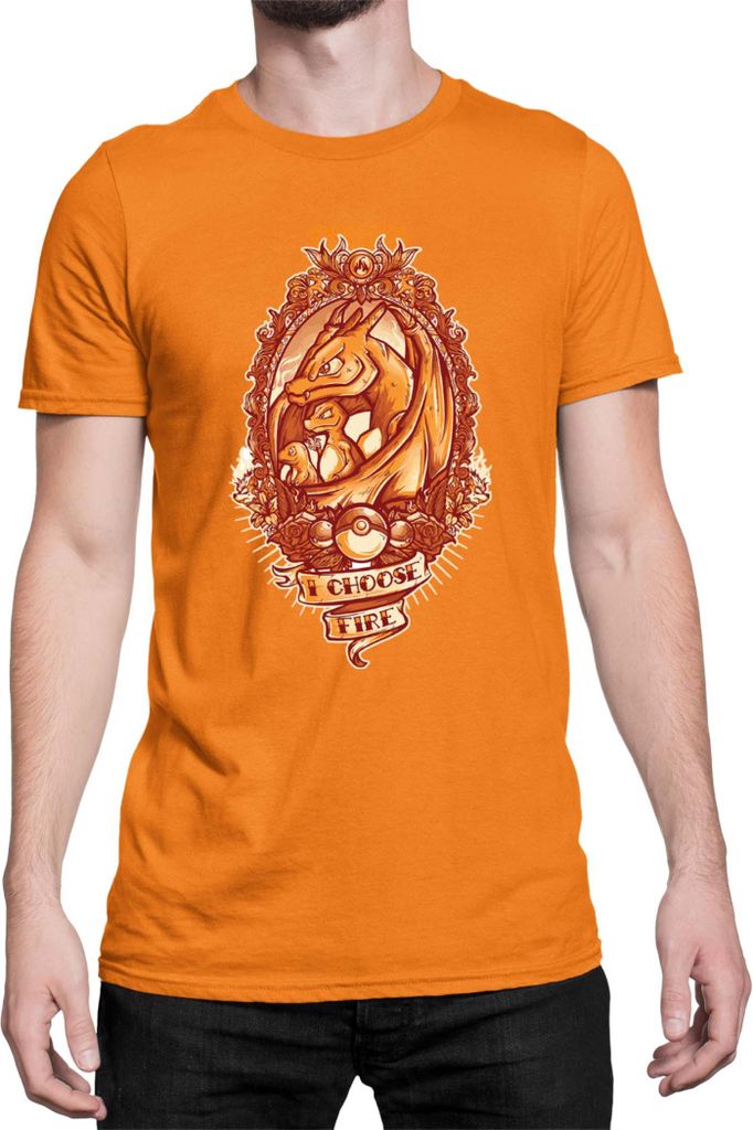 Herren T-Shirt Japan Manga Anime Comics Pokemon 027, Man XL / Orange