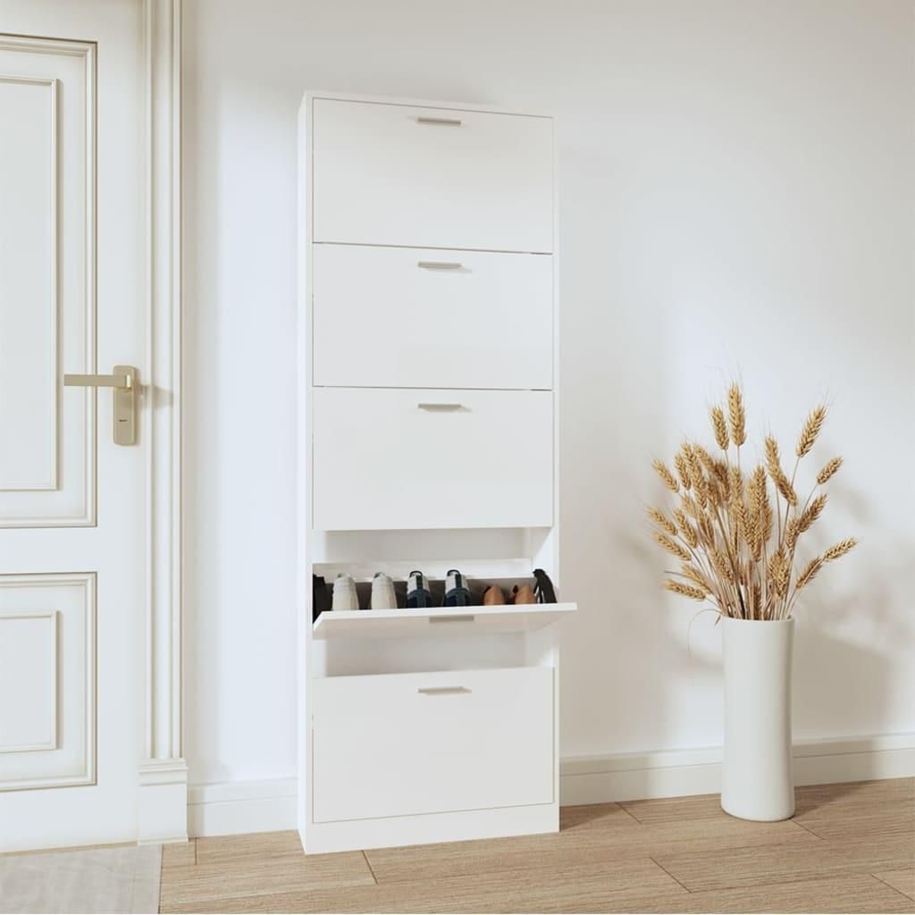 vidaXL Skriňa na topánky s vysokým leskom biela 59x17x169 Obrázok produktu 