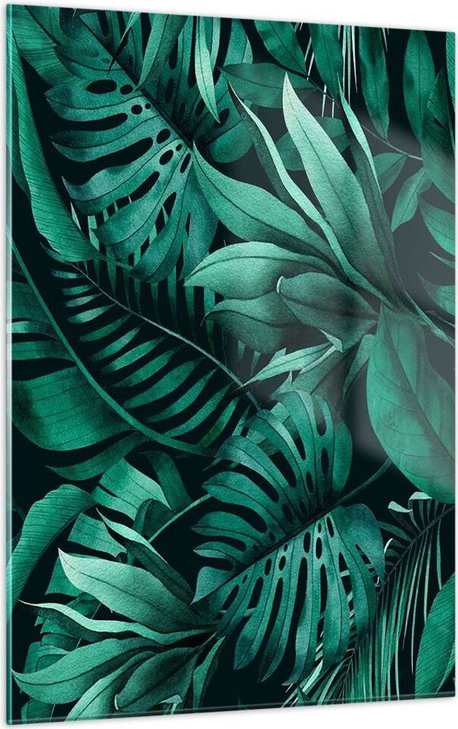 Bilder auf glas - Einteilig - Blätter Grafiken Monstera - 50x70cm - Glasbilder - Wandbilder - Bilder - zum Aufhängen bereit - Wanddekoration aus ...