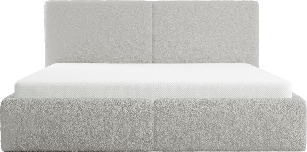 FEDVE Polsterbett Riberia Slim aus Bouclé-Stoff 200x200 cm, Grau