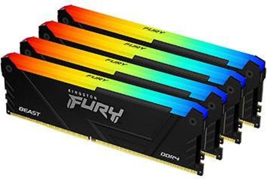 Kingston FURY Beast RGB - DDR4 - Kit - 128 GB: 4 x 32 GB - DIMM 288-PIN - 3600 MHz / PC4-28800 - CL18 - 1.35 V - ungepuffert - non-ECC - Schwarz