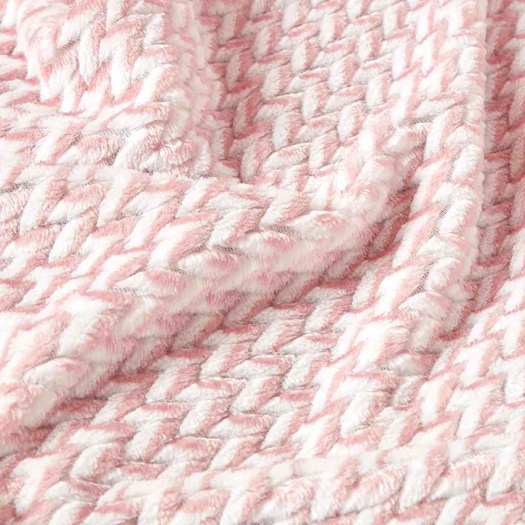 Couverture Jacquard Mora en Velours Rose Homescapes 200 x 230 cm - 4