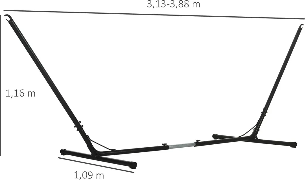 Support hamac sans arbre - Structure métal réglable noire stable et sûre