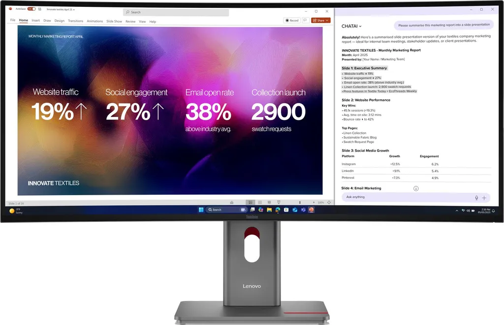 LENOVO ThinkVision P40WD-40 101,60cm 40Zoll ECO-IPS 5120 x 2160 21:9 120Hz 300cd/m2 8ms HDMI DP