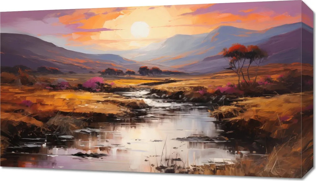 Déco Murale pour Mur Vide Image Rivière Coucher de Soleil 70 x 40 cm