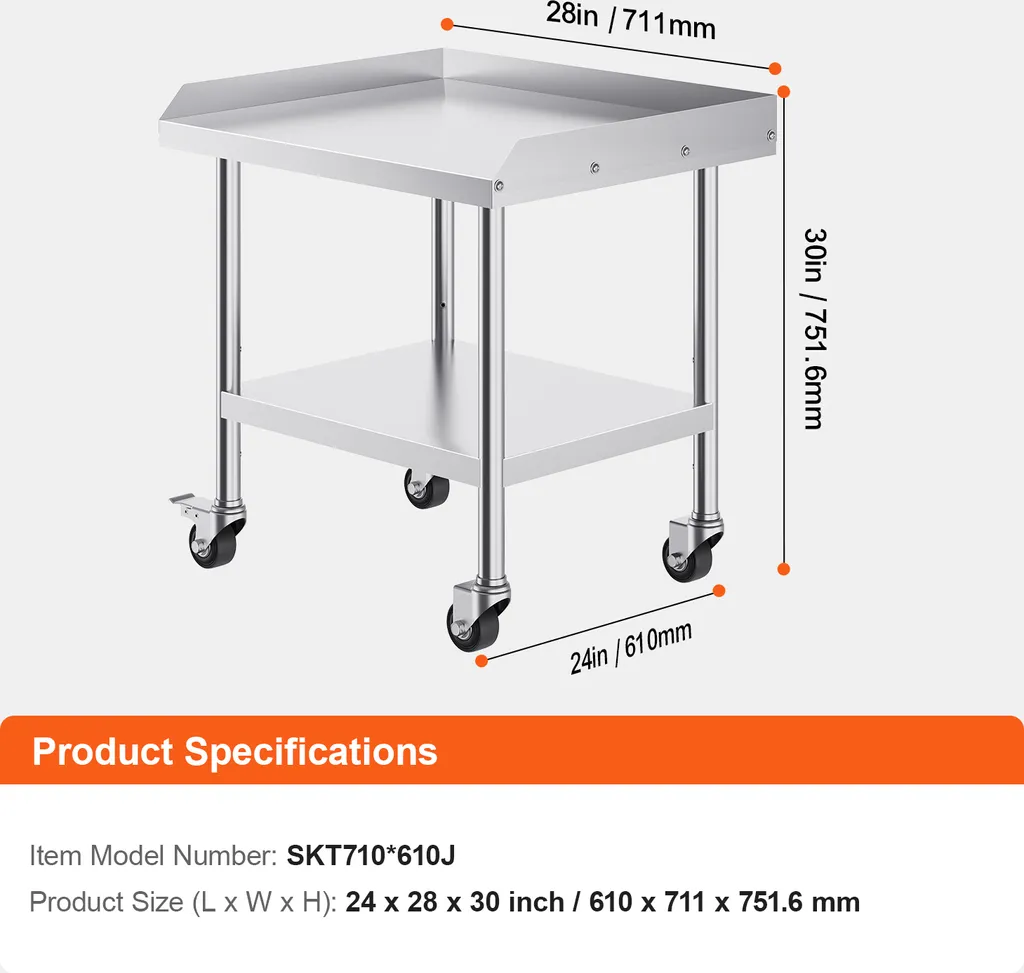 Table Inox Anti-Éclaboussures : Solution de Préparation Pro sur Roues - 7