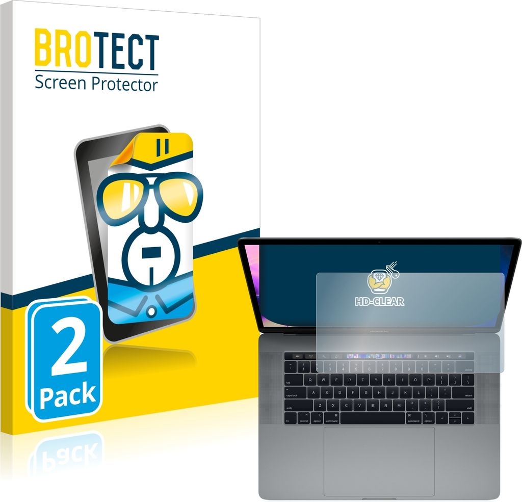 2x Für Apple MacBook Pro 15" 2019 (Touch Trackpad) Schutzfolie BROTECT Displayschutz Display Schutz Folie Klar Transparent