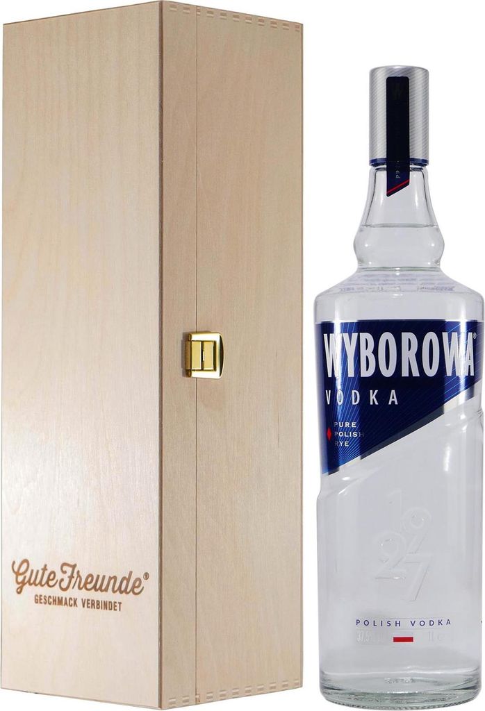Wyborowa Polish Vodka mit Geschenk-Holzkiste