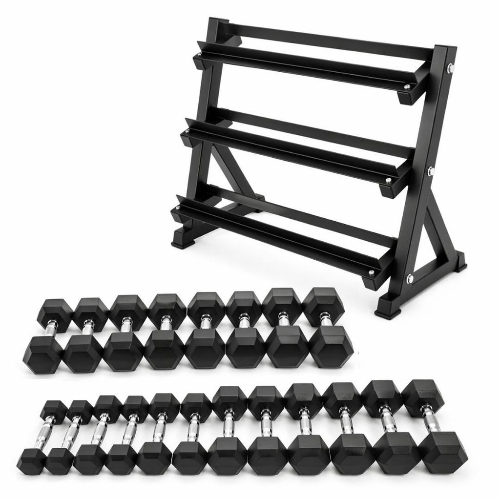 Zestaw hantli PH Fitness Hexa 2,5–25 kg ze stojakiem na Zdjęcie produktu 