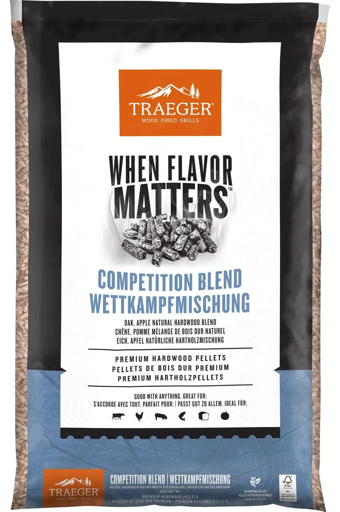 Pellets de bois dur Traeger Competition Blend 9 kg pour fumage au grill