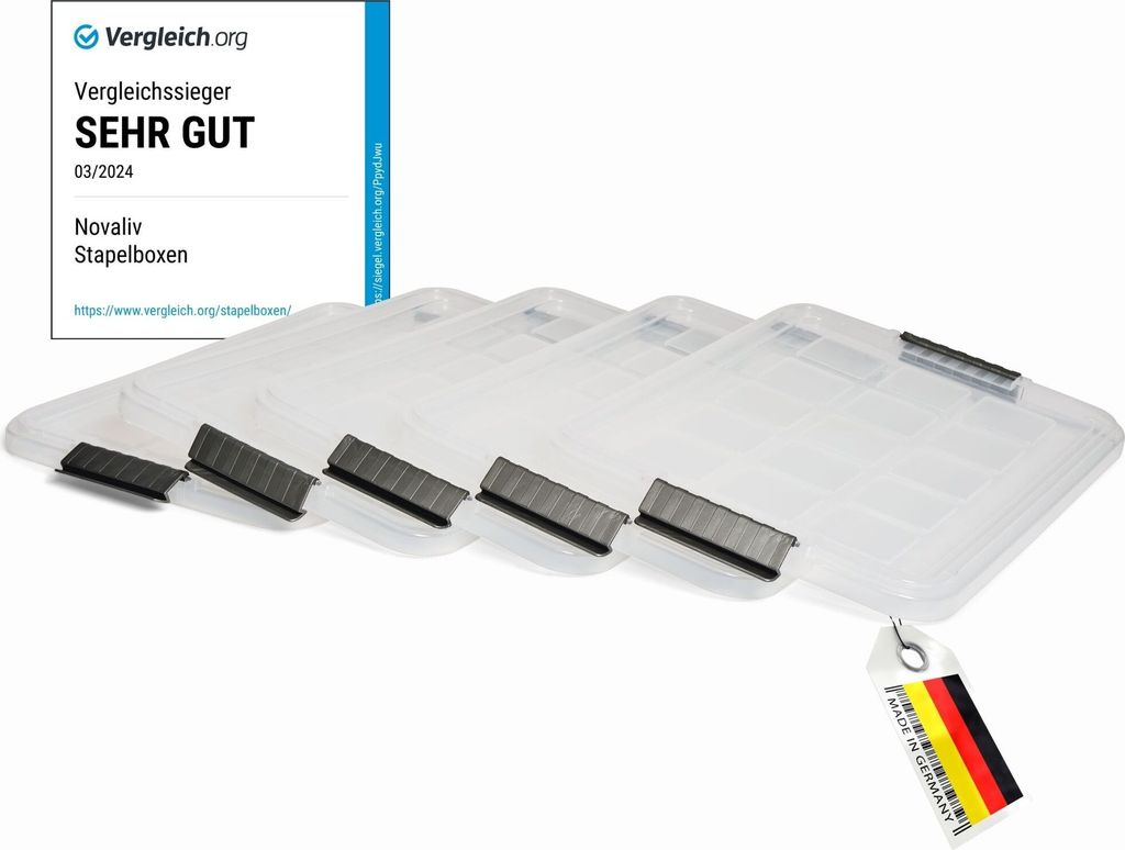 Novaliv 5x Ersatzdeckel für Novaliv 15 Liter mit Clipverschluss 41x29 cm Transparent