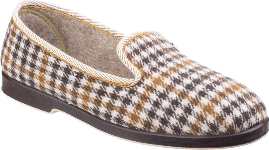 GBS Everett Herren Hausschuhe / Slipper, kariert FS111 (45 EUR) (Grau)