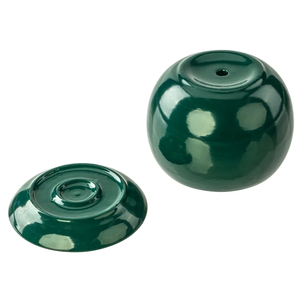 Cache-pot rond en céramique émaillée vert bouteille avec soucoupe - 6