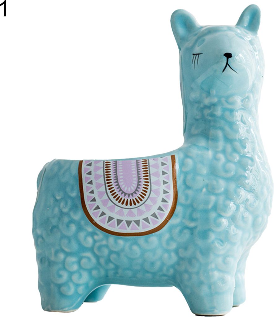 Blumenpot niedlicher Zierkeramik -Tier -Mikro -Vase -Blumenhalter für Zuhause-Himmelblau 1