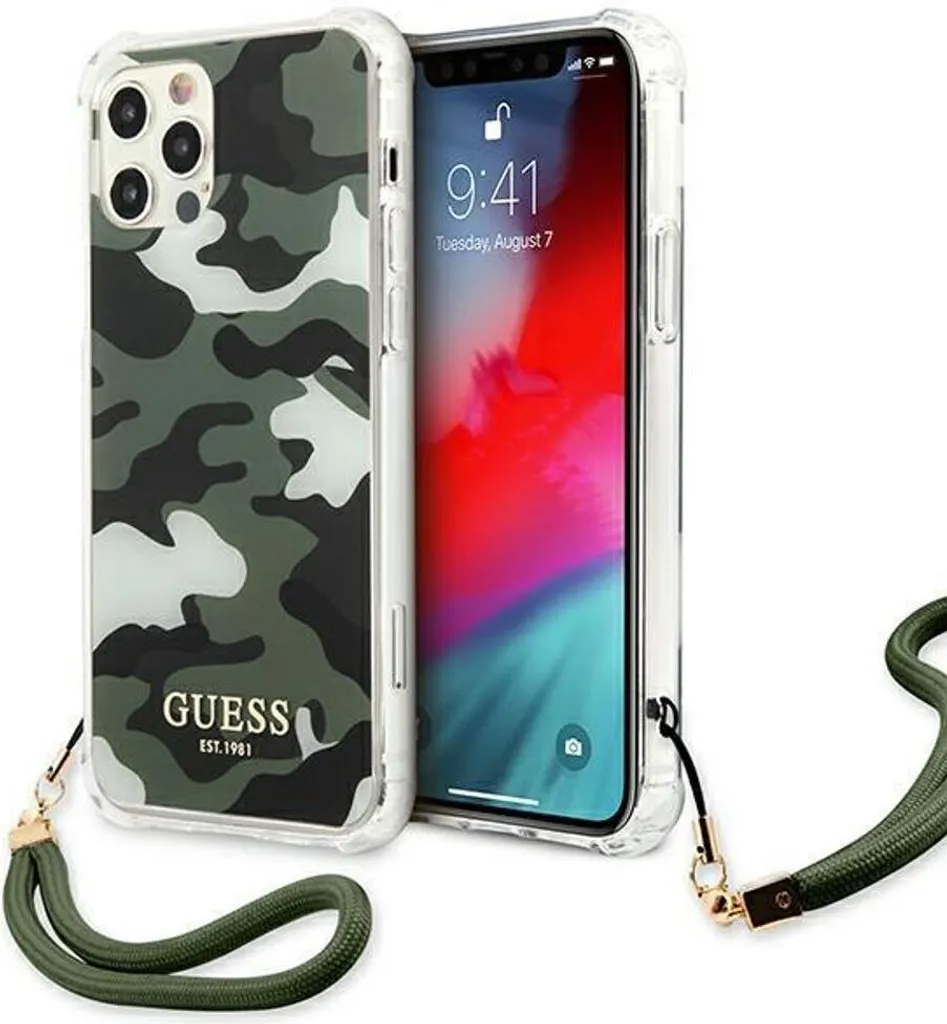 Cover Rigida iPhone 12 Pro Guess Camo Collection - Verde Militare