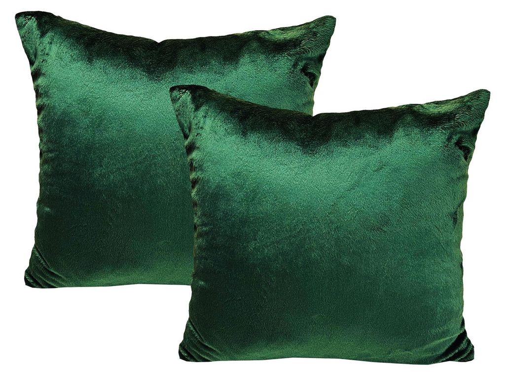 JACK 2er Set Teddy Flausch Kissen Dekokissen flauschig kuschlig weich, Farbe:Grün, Größe:40 x 40 cm