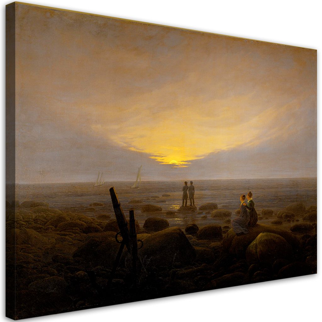 Leinwandbild Mondaufgang über dem Meer - Caspar David Friedrich 60x40 Feeby Bunt bild für die wand bereit zum aufhängen
