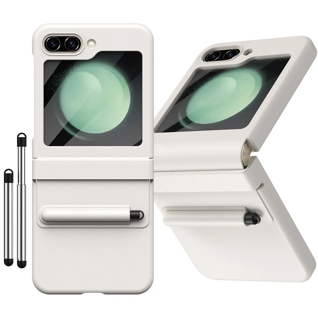 Cover Pelle Samsung Z Flip 5 Bianca | Protezione 360° e Vano Pennino