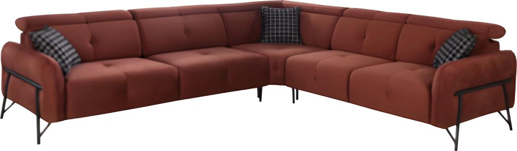 Design Ecksofa L-Form Sofa Orange Polster Schlafsofa Textil Hochwertig Möbel