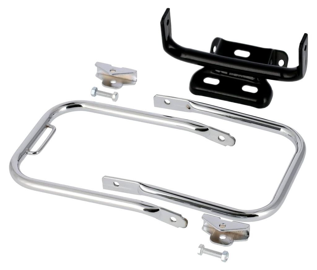 Kompletter Gepäckträger, Chrom, mit Widerlagern, langer Stützbügel - für Simson S50, S51, S70