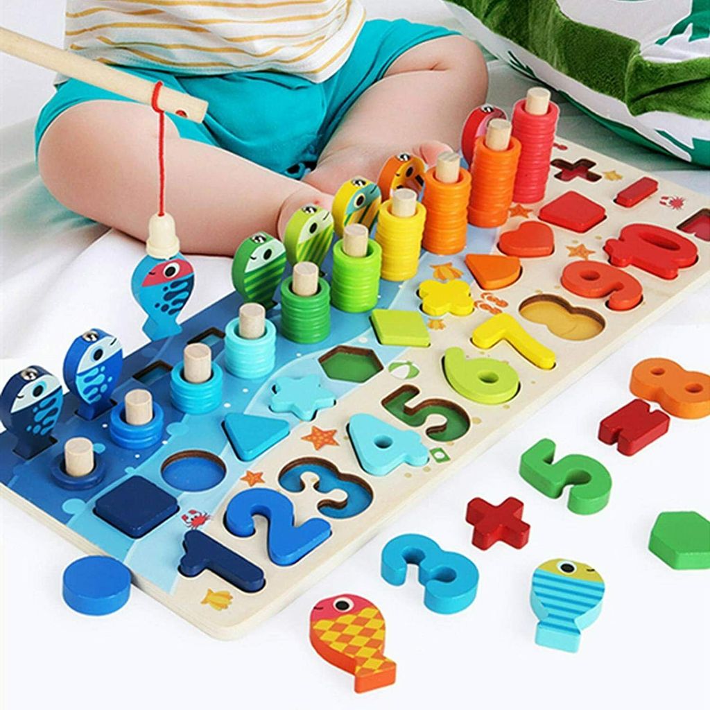 Montessori Mathe Lernbox Multifunktionen Zahlen Rechnen Holz kind spielzeug DE 
