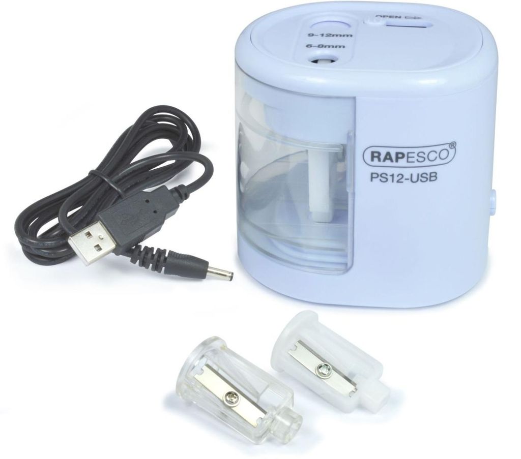 Rapesco PS12-USB - Elektrischer Bleistiftspitzer - Blau - Produktbild 