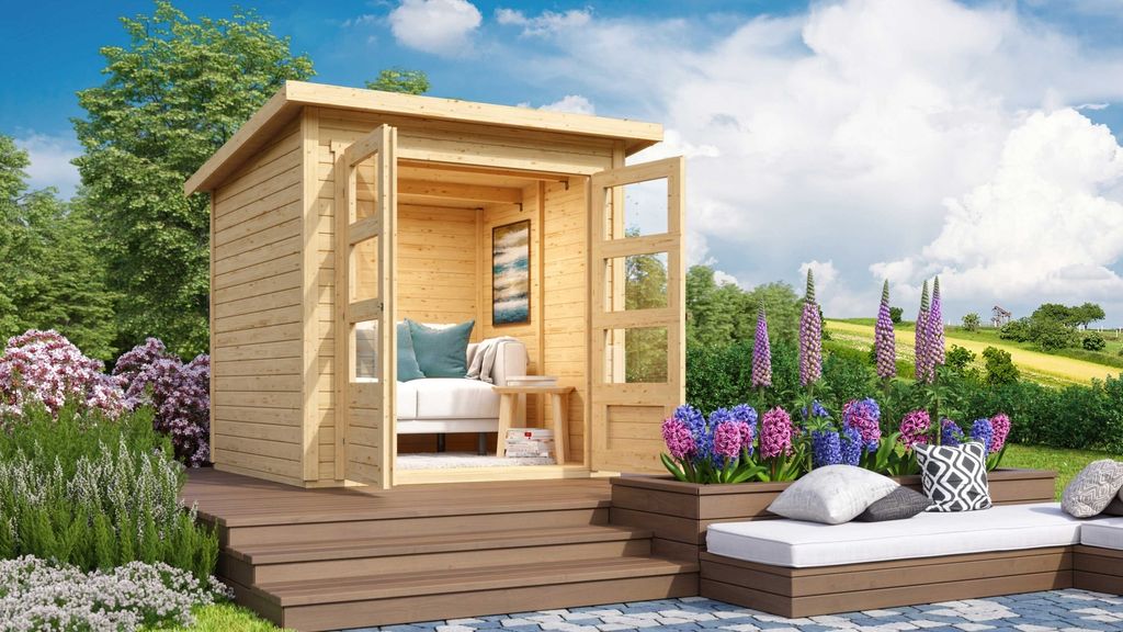 Karibu Gartenhaus Gerätehaus Stockach 2 naturbelassen 186x186x197 cm