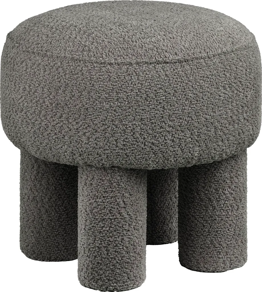 Pouf rond Frida Ø43 cm gris anthracite pour salon et chambre moderne