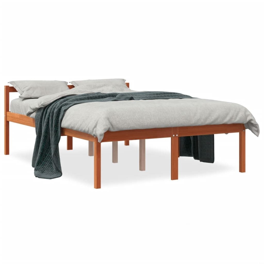 vidaXL Seniorenbett Wachsbraun 140x200 cm Massivholz Kiefer Produktbild 