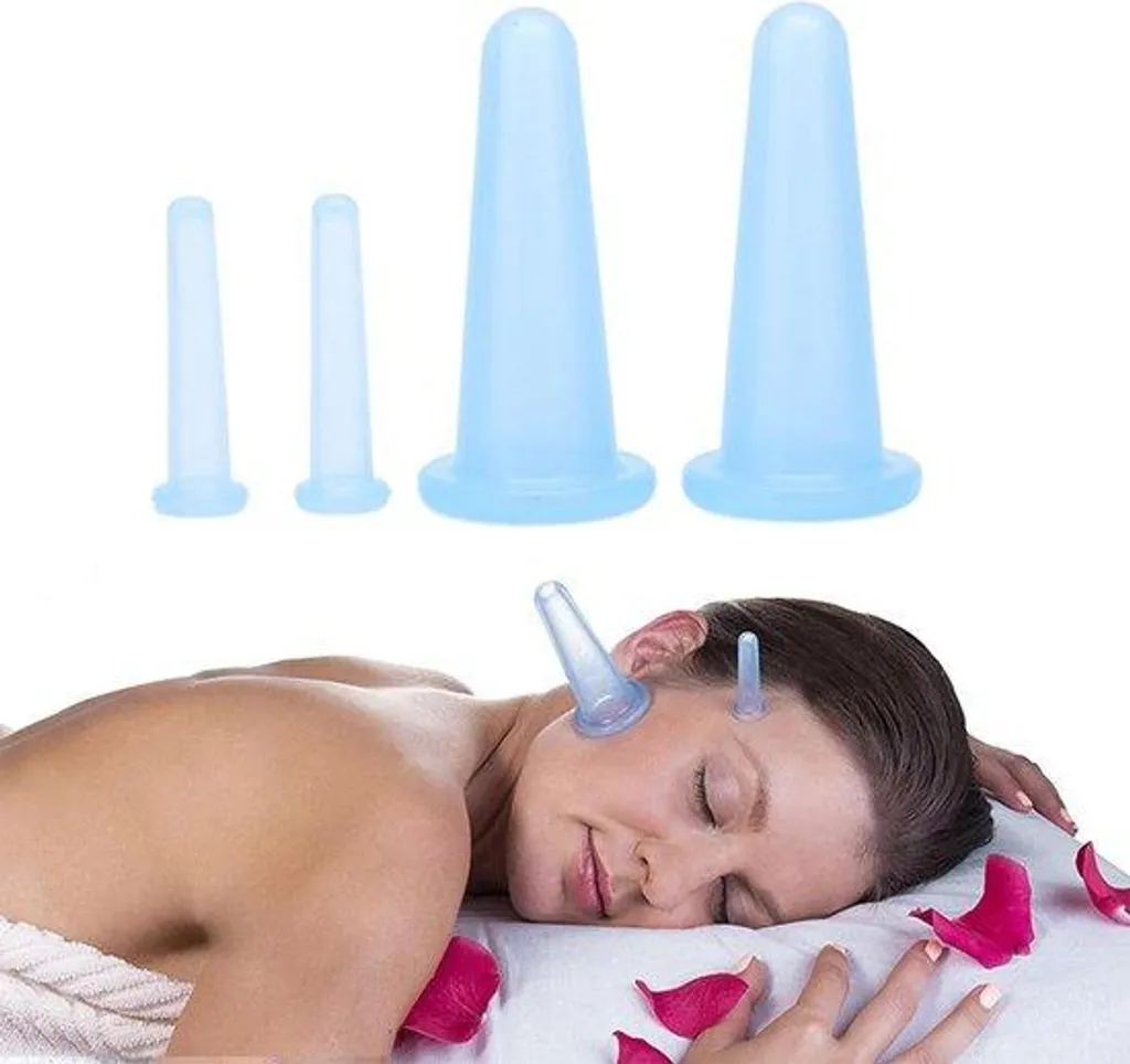 Tasse de massage facial bleue en silicone pour le cou et les yeux