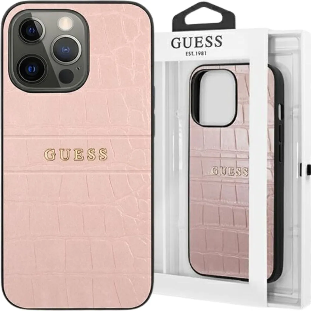 Guess iPhone 13 Pro Case Pink Crocodile | Accessorio Luxury Donna