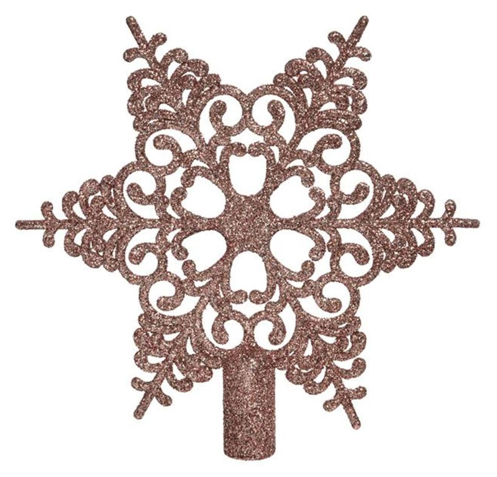 Bruchfeste Weihnachtsbaumspitze Barock Stern Puderrosa mit Glitter aus Kunststoff