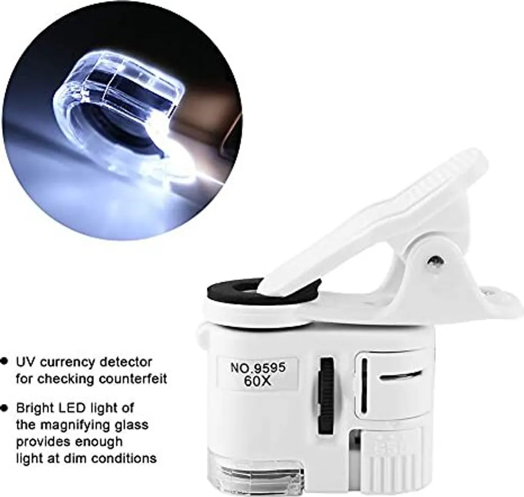 Microscopio Universale per Cellulare 60x con Luce UV e LED 9595W - 8