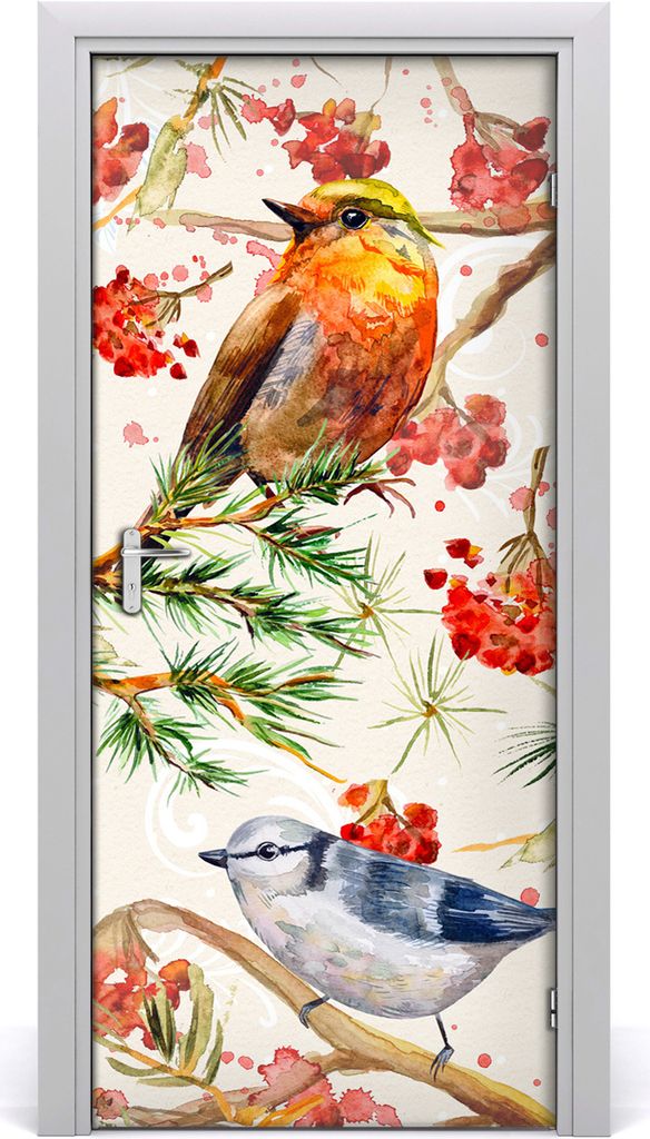 Tulup Türaufkleber 95x205 cm Dekorative Aufkleber Selbstklebend Wasserdichte Tapete Abnehmbar Schlafzimmer Wohnzimmer Wohnkultur - Vögel und Blumen