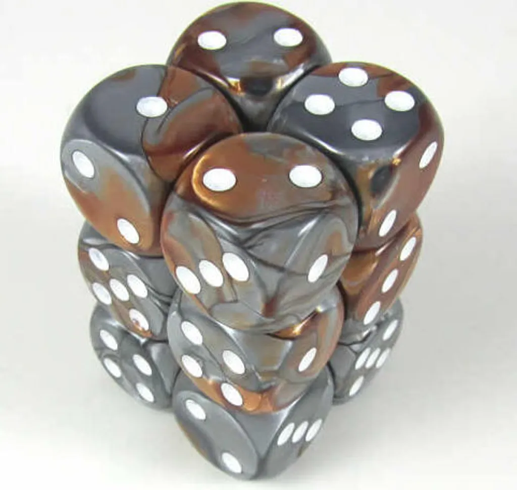 Set de dés Asmodee cuivre et argent 16 mm robustes et élégants