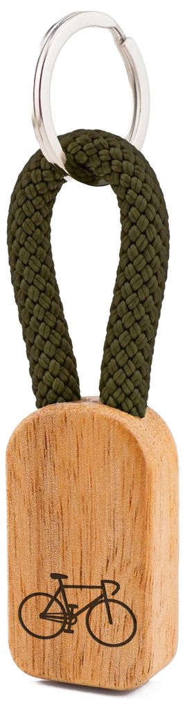 GIPFELWELLE Handgemachter Holz Schlüsselanhänger Kette Ring Paracord mit Gravur, 6 mm Segeltau, Damen Herren, Rennrad, Olive