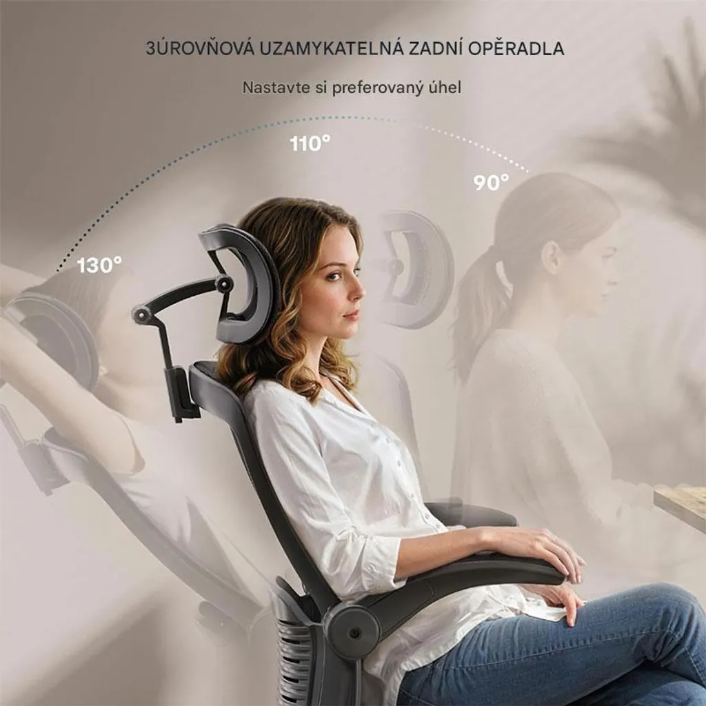 Chaise de Bureau Ergonomique OC3 PRO Noire - Appui-tête 3D Réglable - 6