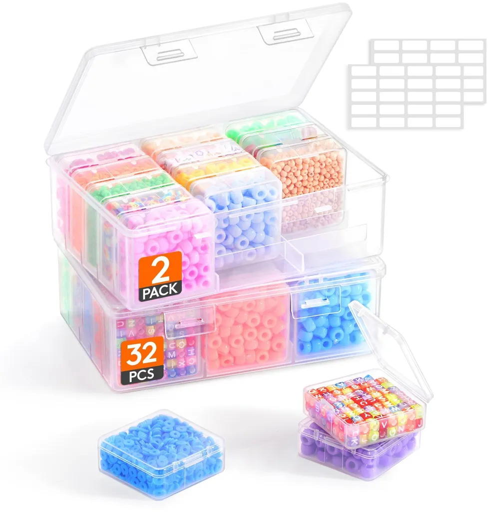 Lot de 32 mini boîtes de rangement avec séparateurs anti-basculement
