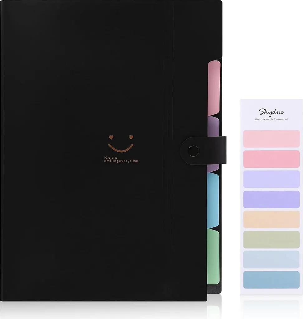 SKYDUE Pack de 4 Trieurs de Documents A4 Extensibles avec Étiquettes