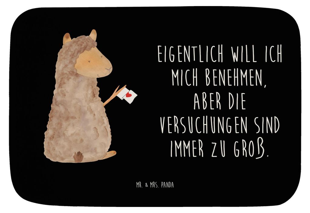 Mr. & Mrs. Panda bad läufer Alpaka Fahne - Schwarz - Geschenk, Lama, Liebe, Badvorleger, fußmatte, Badezimmerteppich, Badteppich, Lamas, Alpakas,...