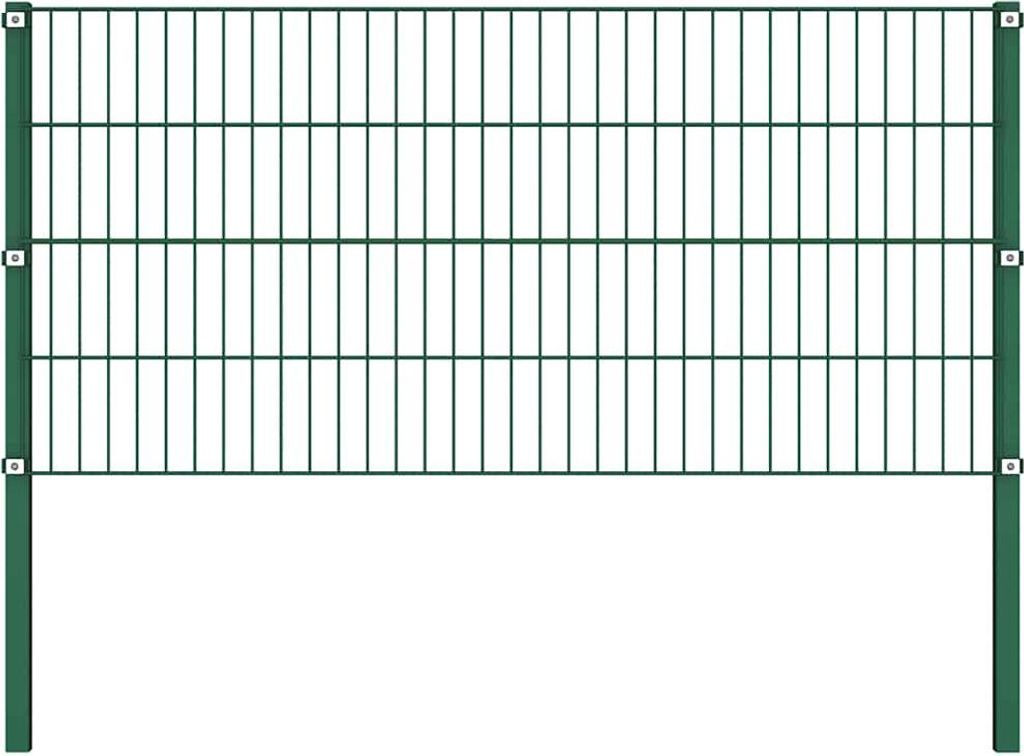 vidaXL Zaunelement mit Pfosten Eisen 1557,5 x 80 cm Grün