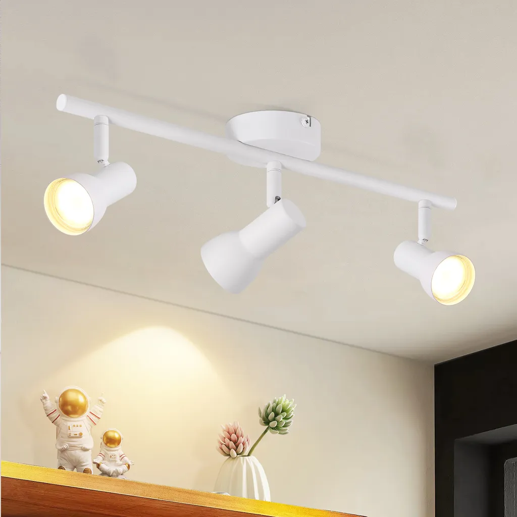 ZMH Faretto da soffitto 3 fiamme Lampada da soffitto corridoio Luce da soffitto Design moderno Faretto da interno Metallo bianco GU10 Spot da soffitto 350°Spot orientabili per camera da letto soggiorno cucina (senza lampadina)