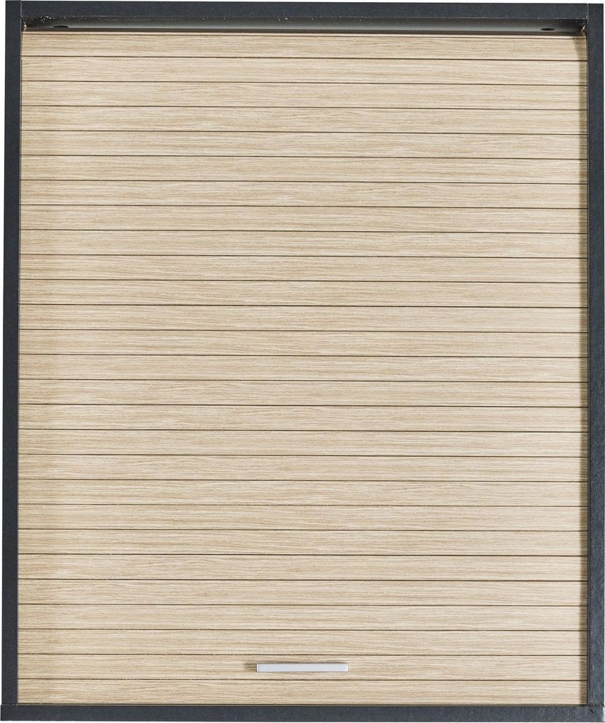 SIMMOB Küchenschrank Schrank Oberschrank Hängeschrank mit Rollladentür B 60 cm, Farbe:Schwarz-Eiche