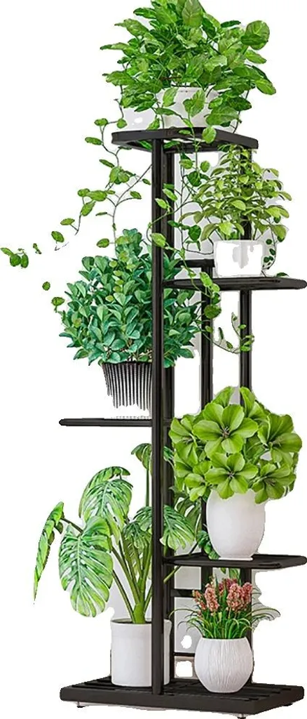 Porte-plante 5 niveaux gris foncé avec structure gain de place fixe