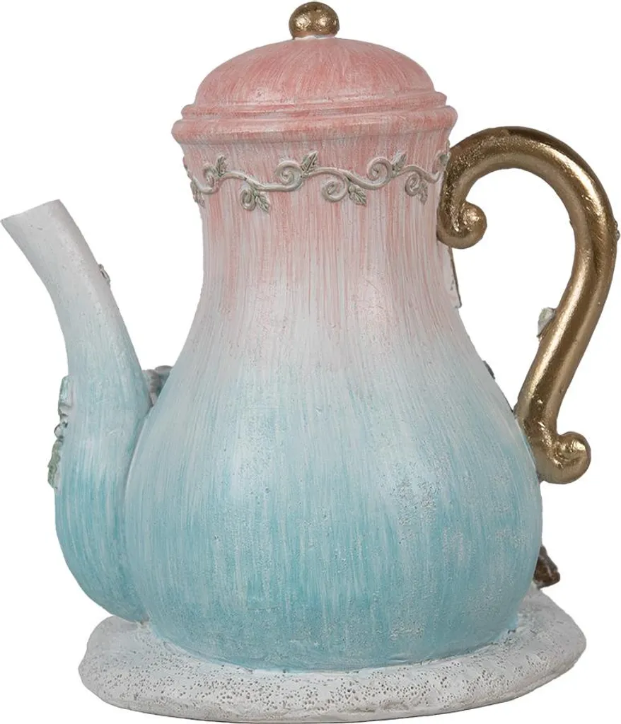 Maison Décorative Clayre & Eef Théière LED 15x12x16 cm Bleu Rose Souris