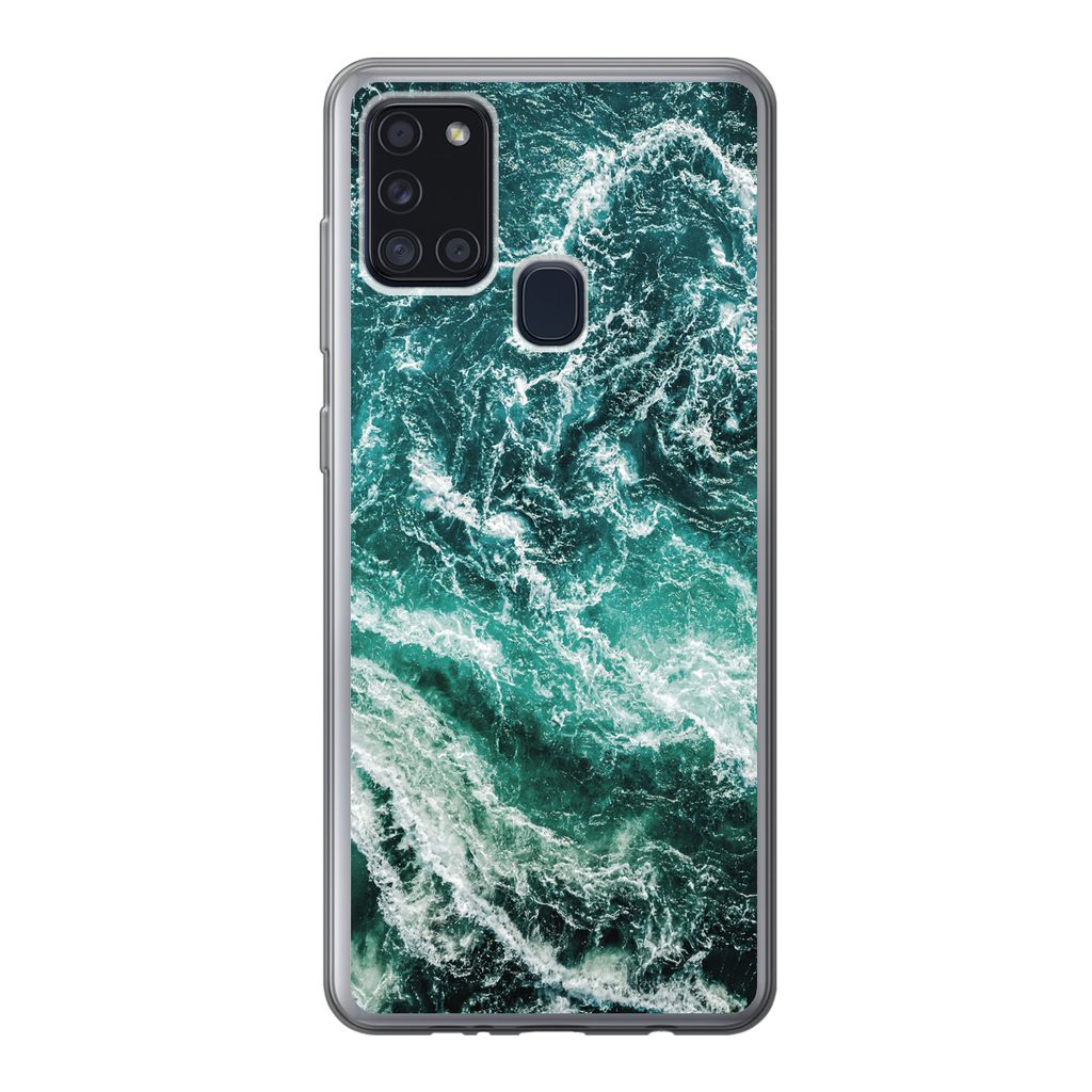 MuchoWow Handyhülle Schutzhülle Hülle für Samsung Galaxy A21s Marmor - Gemustert - Natursteine Silikon Softcase Handy Hülle - Hartschale