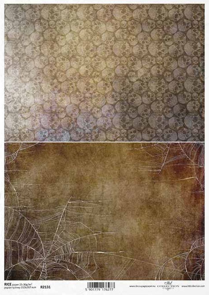 ITD Reispapier Decoupage Bastelpapier Softpapier Serviettentechnik, Totenköpfe, Spinnweben R2131