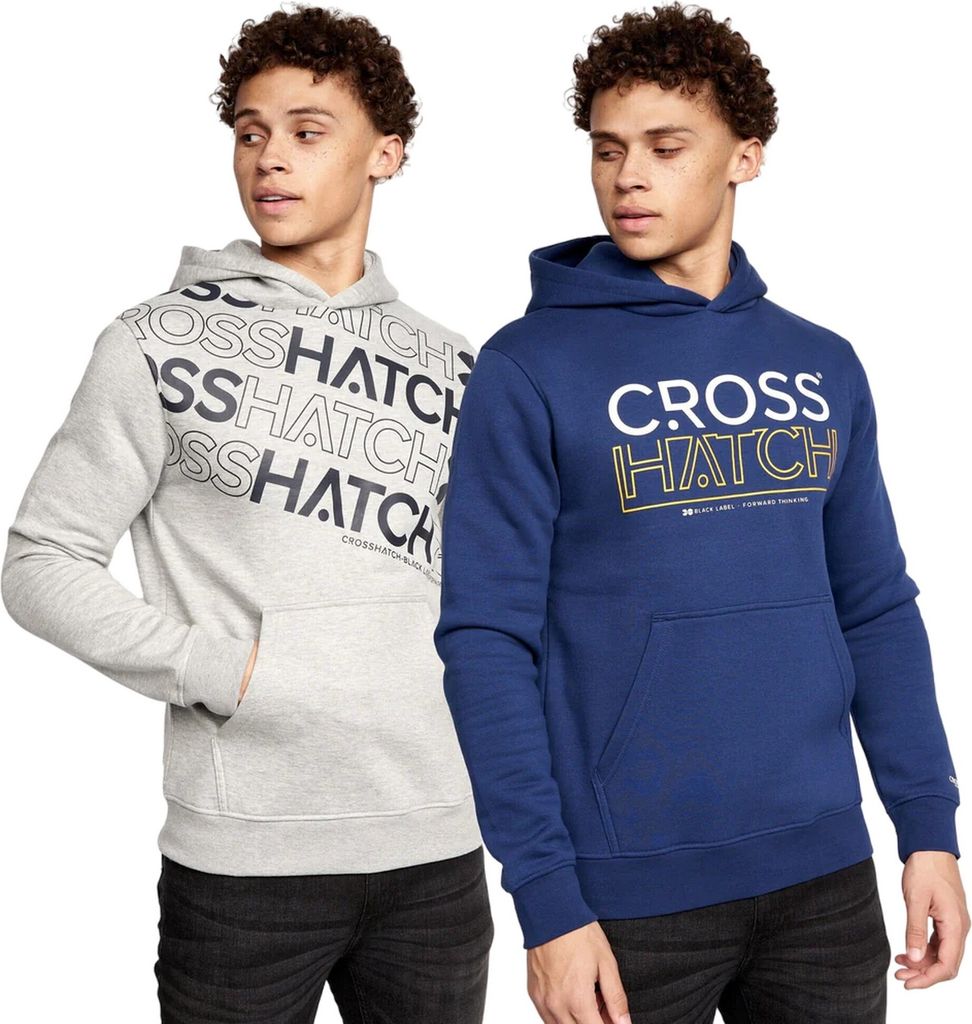 Crosshatch - "Shardo" Kapuzenpullover für Herren (2er-Pack) BG1119 (M) (Marineblau/Grau meliert)