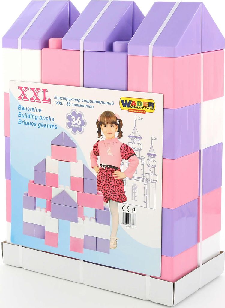 WADER Bausteine Bausteinblock XXL 36 Stück GIRLS 12M+ Produktbild 