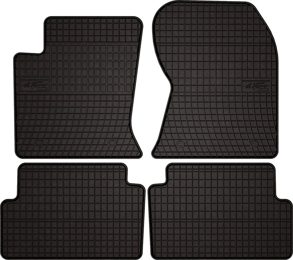 Gummifußmatten passend für Ford Focus MK1 FL (Schrägheck, Limousine, Kombi, Bj. 2001-2004) – schwarz, passgenau, mit Befestigungen set 4 Stk....
